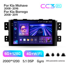 Штатная магнитола Teyes CC3 2k 6+128 Gb 360° Kia Mohave 2008-2016 / Borrego 2008-2011 9″