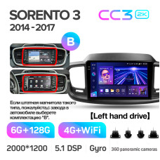 Штатная магнитола Teyes CC3 2k 6+128 Gb 360° Kia Sorento 3 2014-2017 (B) 10″