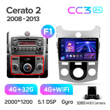 Штатная магнитола Teyes CC3 2k 4+32 Gb Kia Cerato 2 TD 2008-2013 (F1) 9″