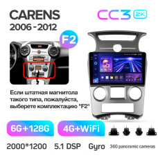 Штатная магнитола Teyes CC3 2k 6+128 Gb 360° Kia Carens UN 2006-2012 (F2) 9″