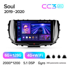 Штатна магнітола Teyes CC3 6+128 Gb з коловим оглядом 360° Kia Soul SK3 2019-2020 9" 2k