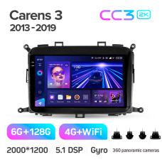 Штатная магнитола Teyes CC3 2k 6+128 Gb 360° Kia Carens RP 3 2013-2019 9″