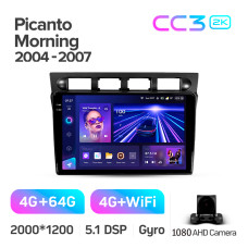Штатная магнитола Teyes CC3 2k 4+64 Gb Kia Picanto SA, Morning 2004-2007 9″