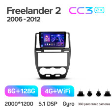 Штатная магнитола Teyes CC3 2k 6+128 Gb 360° Land Rover Freelander 2 2006-2012 9″