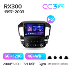 Штатная магнитола Teyes CC3 2k 6+128 Gb 360° Lexus RX300 XU10 1997-2003 (F2) 9″