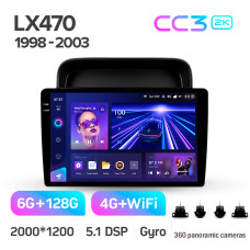 Штатная магнитола Teyes CC3 2k 6+128 Gb 360° Lexus LX470 J100 1998-2003 (F2) 10″