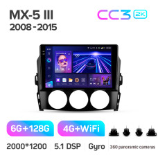 Штатна магнітола Teyes CC3 6+128 Gb з коловим оглядом 360° Mazda MX-5 III 3 NC 2008-2015 9" 2k