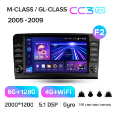 Штатная магнитола Teyes CC3 2k 6+128 Gb 360° Mercedes-Benz ML GL ML350 GL320 X164 2005-2009 (F2) 9″