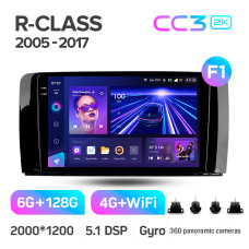 Штатная магнитола Teyes CC3 2k 6+128 Gb 360° Mercedes-Benz R-Class W251 R280 R300 R320 2005-2017 (F1) 9″