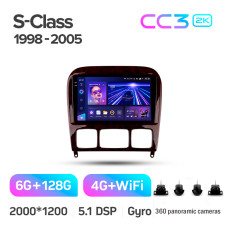 Штатна магнітола Teyes CC3 6+128 Gb з коловим оглядом 360° Mercedes Benz S-Class W220 VV220 1998-2005 9" 2k (L1)