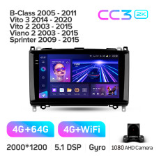 Штатная магнитола Teyes CC3 2k 4+64 Gb Mercedes-Benz B-Class T245 2005-2011 / Vito 2, 3 W447 2014-2020 / Viano 2 W639 2003-2015 / Sprinter 2009-2015 9″