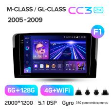 Штатная магнитола Teyes CC3 2k 6+128 Gb 360° Mercedes-Benz ML GL ML350 GL320 X164 2005-2009 (F1) 9″
