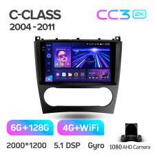 Штатная магнитола Teyes CC3 2k 6+128 Gb Mercedes-Benz C-Class W203 CL203 C209 A209 2004-2011 9″