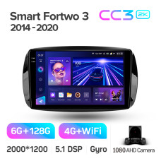 Штатная магнитола Teyes CC3 2k 6+128 Gb Mercedes-Benz Smart Fortwo 3 C453 A453 W453 2014-2020 9″