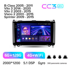 Штатная магнитола Teyes CC3 2k 6+128 Gb 360° Mercedes-Benz B-Class T245 2005-2011 / Vito 2, 3 W447 2014-2020 / Viano 2 W639 2003-2015 / Sprinter 2009-2015 9″