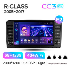 Штатная магнитола Teyes CC3 2k 6+128 Gb 360° Mercedes-Benz R-Class W251 R280 R300 R320 2005-2017 (F2) button 9″