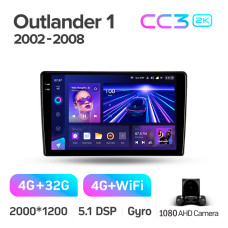 Штатная магнитола Teyes CC3 2k 4+32 Gb Mitsubishi Outlander 1 2002-2008 (F2) 9″