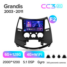 Штатная магнитола Teyes CC3 2k 6+128 Gb 360° Mitsubishi Grandis 1 2003-2011 (F2) 9″