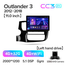Штатна магнітола Teyes CC3 4+32 Gb Mitsubishi Outlander 3 GF0W GG0W 2012-2018 (A) 11" 2k
