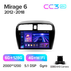 Штатна магнітола Teyes CC3 6+128 Gb Mitsubishi Mirage 6 2012-2018 9" 2k