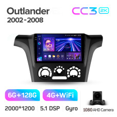 Штатная магнитола Teyes CC3 2k 6+128 Gb Mitsubishi Outlander 1 2002-2008 (F1) 9″
