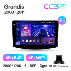 Штатная магнитола Teyes CC3 2k 4+64 Gb Mitsubishi Grandis 1 2003-2010 (F1) 9″
