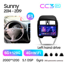 Штатна магнітола Teyes CC3 6+128 Gb з коловим оглядом 360° Nissan Sunny (Left hand drive) 2014-2019 (F1) 10" 2k