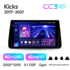 Штатна магнітола Teyes CC3 6+128 Gb з коловим оглядом 360° Nissan Kicks P15 2017-2021 10" 2k