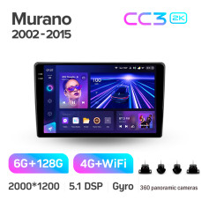 Штатная магнитола Teyes CC3 2k 6+128 Gb 360° Nissan Murano Z50 2002-2008 9″