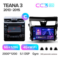 Штатна магнітола Teyes CC3 6+128 Gb з коловим оглядом 360° Nissan Teana J33 2013-2015 (C) 10" 2k