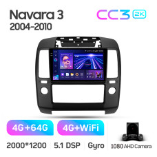Штатная магнитола Teyes CC3 2k 4+64 Gb Nissan Navara 3 D40 2004-2010 (F2) 9″