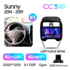 Штатная магнитола Teyes CC3 2k 6+128 Gb Nissan Sunny (Left hand drive) 2014-2019 (F1) 10″