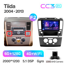 Штатная магнитола Teyes CC3 2k 6+128 Gb Nissan Tiida C11 2004-2013 (F2) 9″
