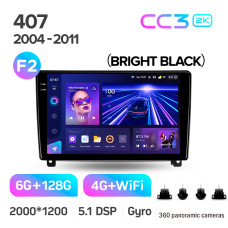Штатна магнітола Teyes CC3 6+128 Gb з коловим оглядом 360° Peugeot 407 1 2004 - 2011 (F2) 9" 2k (L2)