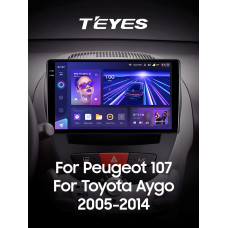 Штатная магнитола Teyes CC3 2k 6+128 Gb 360° Peugeot 107/Toyota Aygo 2005-2014 10″