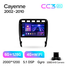 Штатная магнитола Teyes CC3 2k 6+128 Gb Porsche Cayenne 1 9PA 2002-2010 9″