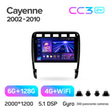 Штатная магнитола Teyes CC3 2k 6+128 Gb 360° Porsche Cayenne 1 9PA 2002-2010 9″