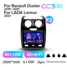 Штатная магнитола Teyes CC3 2k 6+128 Gb 360° Renault Duster 2015-2021 / LADA Largus 2021 (F2) 9″