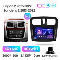 Штатная магнитола Teyes CC3 2k 4+64 Gb Renault Logan 2 2012-2022, Sandero 2 2013-2022 (F1) (A) 9″