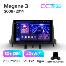 Штатная магнитола Teyes CC3 2k 6+128 Gb Renault Megane 3 2008-2014 9″