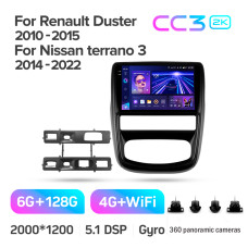 Штатна магнітола Teyes CC3 6+128 Gb з коловим оглядом 360° Renault Duster 1 2010-2015 For Nissan terrano 3 2014-2022 9" 2k