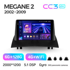 Штатная магнитола Teyes CC3 2k 6+128 Gb 360° Renault Megane 2 2002-2009 9″