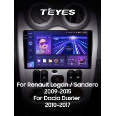 Штатная магнитола Teyes CC3 2k 4+32 Gb Renault Logan 1, Sandero, Dacia, Duster 2009-2017 9″