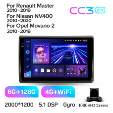 Штатная магнитола Teyes CC3 2k 6+128 Gb для Renault Master 2010-2019 / Nissan NV400 2010-2020 / Opel Movano 2 2010-2019 (F1) 10″