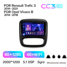 Штатна магнітола Teyes CC3 6+128 Gb з коловим оглядом 360° Renault Trafic 3 2014-2021 / Opel Vivaro B 2014-2018 9" 2k (L1)