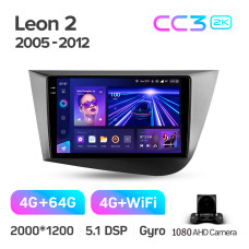 Штатная магнитола Teyes CC3 2k 4+64 Gb Seat Leon 2 2005-2012 (F2) 9″