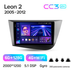 Штатная магнитола Teyes CC3 2k 6+128 Gb 360° Seat Leon 2 2005-2012 (F2) 9″