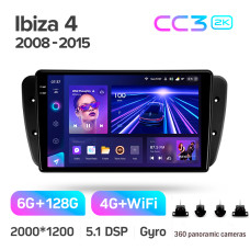 Штатна магнітола Teyes CC3 6+128 Gb з коловим оглядом 360° Seat Ibiza 6J 2008-2015 9" 2k