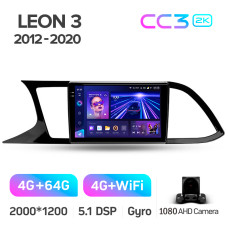 Штатная магнитола Teyes CC3 2k 4+64 Gb Seat Leon 3 2012-2020 (F3) 9″