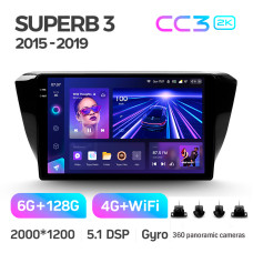 Штатная магнитола Teyes CC3 2k 6+128 Gb 360° Skoda Superb 3 2015-2019 10″